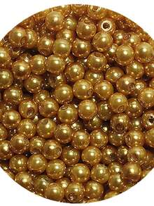 Perola ABS 10mm c/ com furo passante 125 unidades- artesanato - Ouro Velho - Visão 1