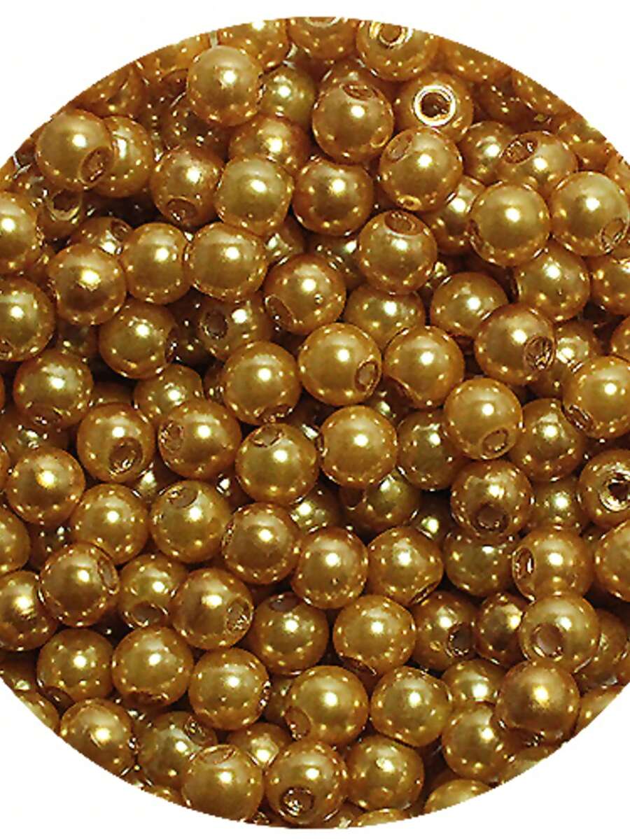 Perola ABS 10mm c/ com furo passante 125 unidades- artesanato - Ouro Velho - Visão 1
