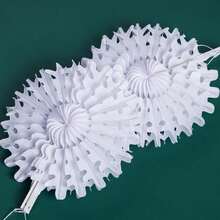 12pcs Winter Wonderland Snowflake Party Decorations Set: White Paper Fan Decor Snowflakes Garlands Banner For Frozen Birthday, Christmas, Baby Shower, Wedding - trắng - Xem 4