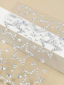 3D Shiny Iridescent Crystal Rhinestone Star & Heart Shaped Face Gems, DIY For Weddings, Music Festivals, Carnivals, Valentine's Day, Y2K Parties, Daily Decoration, Makeup Parties, Balls, Can Be Used For Hair, Eyes, Face, Body Decoration - Multicolor - View 7