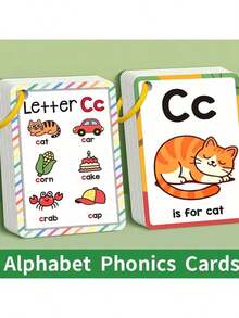26pcs ABC English Alphabet Flash Cards, Natural Phonics Cards, 26 English Alphabet Pronunciation Pocket Cards, English Vocabulary Learning Cards, Easter, Christmas Educational Gifts - Multicolor - View 3