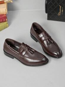 男士商务皮鞋，新款英伦风乐福鞋，休闲商务皮鞋，男士婚鞋 - 棕色 - 查看 3