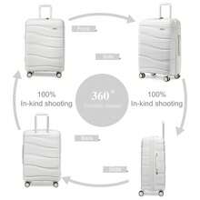 Trolley rigido in polipropilene 14" 20" 24" 28" con serratura TSA e ruote girevoli, valigia singola, set 3/4 pezzi disponibile, bagaglio viaggio vacanze, lavoro e gite familiari - Bianco - Visualizzare 5