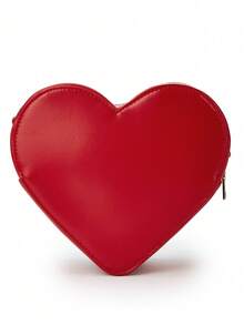 可爱红色心形卡通樱桃水果派设计女士钱包和手提包新奇斜挎包时尚单肩包派对手拿包休闲小手提包万圣节配饰感恩节圣诞节礼物 PU 皮革 - 紅色 - 查看 6