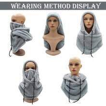 Genérico Sherpa Hood - Balaclava Ski Mask Adjustable Windproof Warm Hood Cover Hat for Winter Fuzzy Ski Mask for Women and Men - Beis - Ver 6