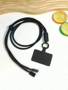 Adjustable Long Black Neck Strap For Cell Phone, With Stretchable Side Wearing Option Gifts For Mother, Family, Friends, Birthday, Holiday Phone Charm, Phone Chain - Black - View 2