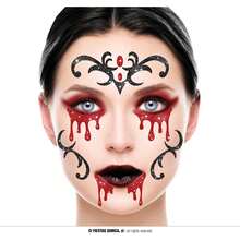 Fiestas Guirca Decoração de Fantasia para Festas e Eventos, Pintura Facial e Corporal com Design de Sangue e Estilo Gótico, Ideal para Celebrações de Halloween, Disfarces de Vampiro, Cosplay de Horror e Artesanato Criativo - Multicolorido - Ver 1