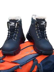 男士保暖安全工作靴，大码保暖高帮户外工业鞋，合成革鞋面搭配EVA鞋底，适合建筑、采矿、徒步、狩猎等活动，秋冬季御寒靴。