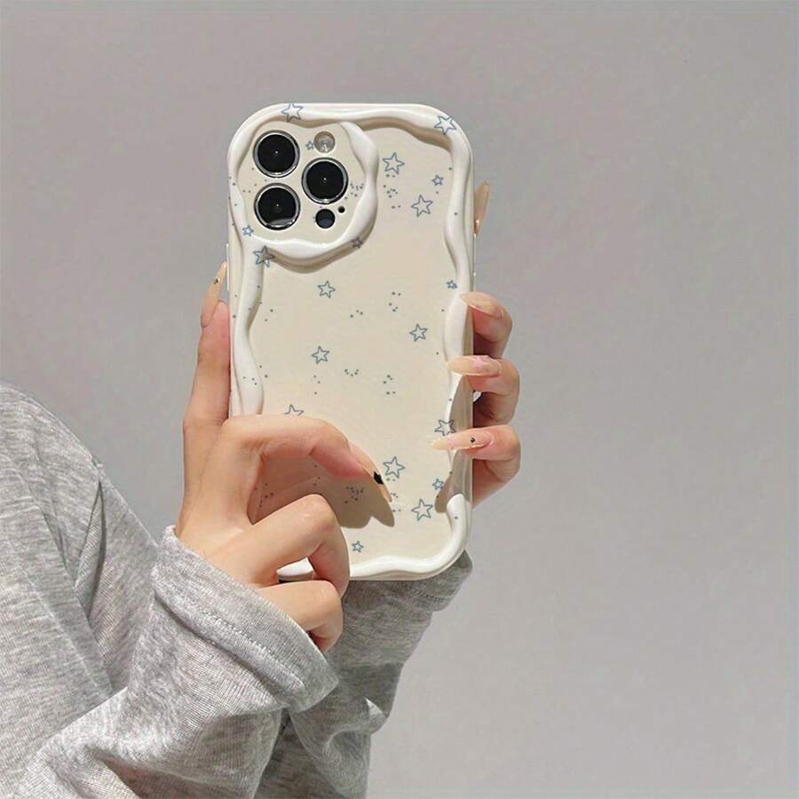 Funda de Teléfono de Moda con Patrón de Estrella Blanca Adecuada para 16/ 16 Pro/ 16 Plus/ 16 Pro Max/ 15/15 Plus/15 Pro/15 Pro Max, 14/14 Plus/14 Pro/14 Pro Max, 13/13 Pro/13 Pro Max, 12/12 Pro/12 Pro Max, 11/11 Pro/11 Pro Max - Resistente al Polvo y a los Golpes, Diseño de Alta Estética - Colores mixtos - Ver 1