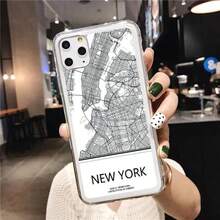 Transparent World Map Travel Country Sketch City Soft Phone Case For  7 8 Plus 12 13 Mini 11 Pro Max XS Max XR X SE 2020, Cover Compatible With  17 Case,  17 Pro Case,  17 Pro Max Case - rõ ràng NEW YORK - Xem 1
