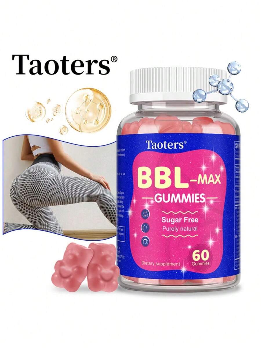 BBL Max - Gomitas para realzar los glúteos - Mezcla multivitamínica y herbal para reafirmar y suavizar el contorno de la piel - 60 gomitas - 1 botella - Ver 1