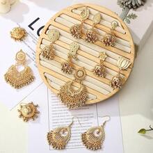 16 Pairs Jhumkas  Earrings For Women Vintage Jhumka Bell Hoop Dangle Earrings Set  Bohemian  Jewelry2025 - 金子 - 查看 11