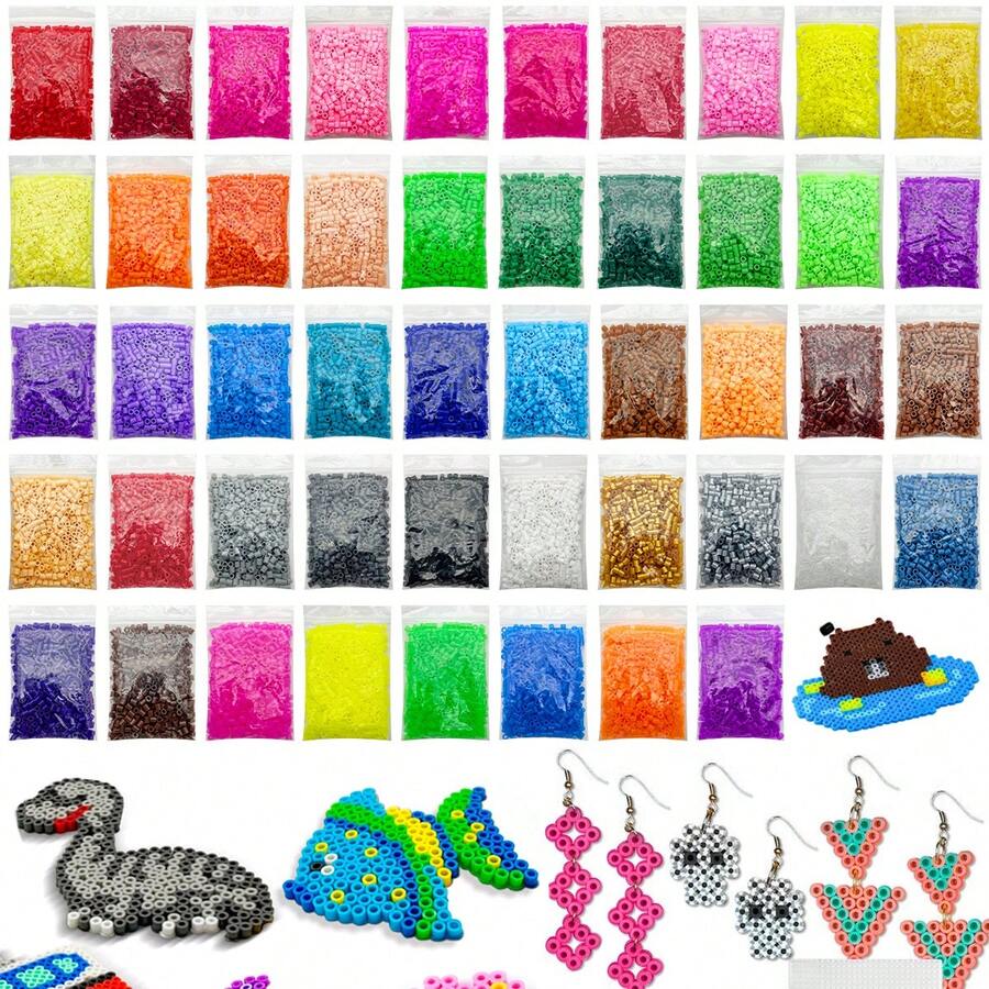 1000 piezas - Set de cuentas de fusión de 5mm, cuentas de fusión de alta calidad adecuadas para joyería DIY, decoración de artes y manualidades, cuentas de detalles huecos en colores del arcoíris, ideal para manualidades de vacaciones, Navidad, Halloween, Día de San Valentín, fiestas - deletrea doudou - Ver 1