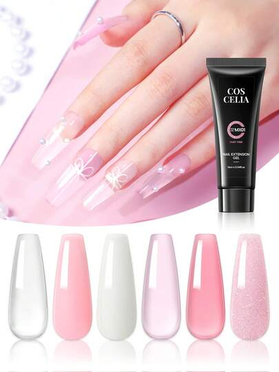 coscelia 1/4/6/10/12 Colori Set di gel per estensione delle unghie rosa trasparente da 16ml, gel per estensione semi-trasparente e lucido, regalo per manicure fai-da-te per donne e saloni