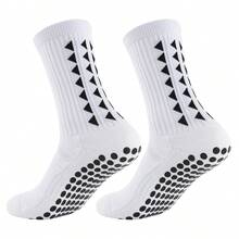 Men's Soccer Socks, Mid-Calf Sports Socks, Running Socks With Anti-Slip Silicone, Thick Terry Lining, Durable And Moisture-Wicking