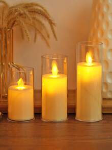 1pc Flickering Flameless LED Candle Light With Batteries, Dancing Flame Wick Electronic Candle, Ideal For Wedding, Dining Table, Birthday, Party,Festival Decoration,Christmas Indoor Table Decor Candle Light