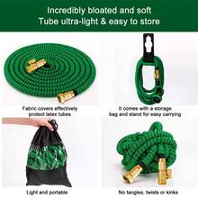 25FT/50FT/75FT/100FT Garden Hose (Original/Upgraded Versions) - Leak-Proof Copper Connectors, Lightweight Foldable Latex Core - Flexible Lawn & Yard Hose For Car Washing, Washing Machines, Gardening - Ideal For Home For Gardening, Car Washing - Green - View 10