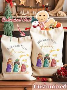 1 pieza Bolsa de regalo personalizada, Bolsa de regalo personalizada del Día de los Reyes Magos, Bolsa de regalo imprescindible - Multicolor - Ver 6