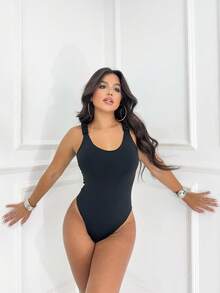 Kit 3 Basic Bodysuits With Thick Straps And Elastic With Discreet Neckline, Shapewear, Versatile Casual Fashion, Casual, Gringa Blogger - 黑色-白色-米色 - 查看 5