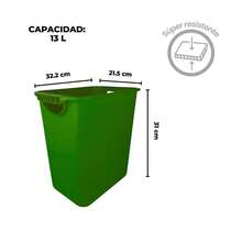 Bote, Cesto de basura papelero de oficina 13 Litros, Cesto de Basura sin Tapa, Estilo Minimalista y Moderno, Ideal para Cocina, Oficina y Hogar, Almacenamiento Creativo, Organizador Ligero y Duradero para Residuos o Reciclaje, Perfecto para Espacios Pequeños o Grandes, - Azul - Ver 2