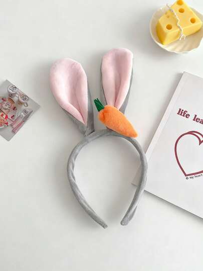 1pc Colorful Plush Carrot Rabbit Ear Headband For Women, Cute & Versatile, Suitable For Ladies/Girls Daily Wear, Holiday Party