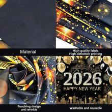 1 件金色 2026 新年快乐背景 7x5 英尺 - 闪闪发光的烟花和气球装饰摄影背景，闪闪发光的除夕派对照片展位道具，适用于工作室、家庭、俱乐部庆祝活动、圣诞节墙壁装饰 - 彩色 - 查看 3