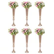 SHIOUCY 6 Stück Metall Trompeten vase, Gold Geblühte Trompetenvase, 13 * 56.5cm Blumenvase für Hochzeitsfeiern Jubiläum Party Zeremonie Heimdekoration - Gold - Übersicht 4
