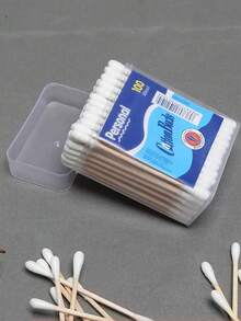100/1200 unidades de bastoncillos de limpieza de doble cabeza, higiénicos y de alta calidad con palitos de madera - incluye caja de almacenamiento transparente para limpieza diaria, tapones para los oídos para manualidades y artes, almohadillas de maquillaje, adecuado para mascotas - multiusos - Blanco - Ver 6