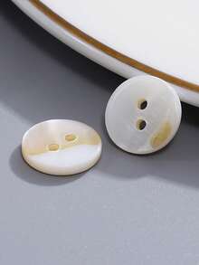 20/50pcs Natural Seashell Beige, Undyed Round Buttons, Delicate Shirt Buttons, Versatile Small White Buttons - Beige - View 5