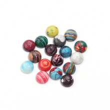 5-10pcs/Pack Round Turquoise Print Gemstone Cabochons, Random Mixed Colors, Fashionable Casual Elegant Vintage Handmade DIY Gemstone Stickers Suitable For Necklace, Ring, Bracelet Crafts, Jewelry Decoration, Inlay Materials