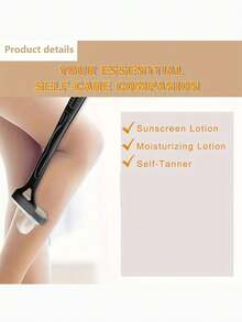 Long Handle Foldable Back Lotion Applicator - Sunscreen - Moisturizer - Portable Back Massage Roller - Curved Body Lotion Spreading Tool