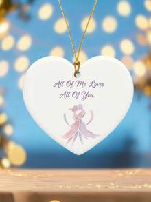 1PC 8CM Romantic Acrylic Round Ornament, UV Printed 'All Of Me Loves All Of You' Elegant Slogan Decor, Luxury Wedding Anniversary Present, Couple Keepsake Gift, Valentine's Day Home Decor Pendant - Multicolor - View 2