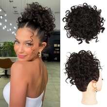 Elastic Drawstring Messy Bun Hair Piece,Synthetic Hair Bun Extensions,Fake Hair Curly Bun Hair Piece Clip Women Hair Bun Clips - Multicolor - View 8