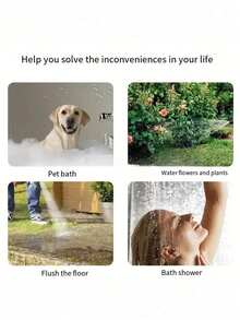 1/2个升级版多功能手持花洒，配有柔性PVC软管和镀铬水龙头适配器 – 高压柔和喷淋，适用于洗发、宠物洗澡 – 安装简便，通用型，适用于家庭、房车和户外使用 - 彩色 - 查看 6