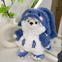 11.02英寸可爱鲨鱼装扮泰迪熊毛绒玩具，萌趣蓝色鲨鱼换装泰迪熊毛绒玩具，柔软蓬松的动物毛绒玩具，可脱卸服装，可爱生日礼物和房间装饰 | 鲨鱼熊毛绒玩具，换装泰迪熊，柔软毛绒动物玩具，可爱鲨鱼换装泰迪熊，可爱礼物毛绒玩具