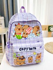 Fashion Men's Capybara Pattern Backpack, Large Capacity Backpack For High School/College Students, Outdoor Travel, Commuting, Campus, Cartoon, High School, Back To School, Perfect Christmas Gift - Multicolor - View 12