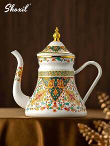 shoxil 1pc 1.2L Enamel Kettle, Thick With Filter Spout, Scandinavian Style Retro Gold-Plated Craft, Multifunctional, Heat-Resistant, Durable Material, Suitable For Gas & Electric Stoves, Boiling Tea/Coffee, Can Be Used For Oil/Vinegar/Water, Suitable For Home, Restaurant, Outdoor Camping Coffee & Tea Brewing - Pot - View 12