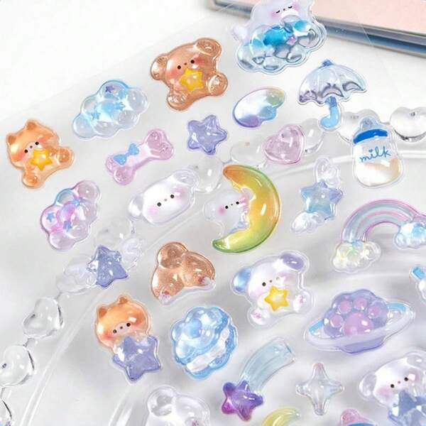 12 Stücke/6 Stücke 3D Aufkleber - Hellfarben Design, geeignet für Tagebuch Dekoration und Basteln, Tagebuch Verzierung, 3D geprägte Aufkleber DIY Handgefertigte Notizbücher, verschiedene Tier- und Cartoon-Muster, geeignet für DIY Basteln, Notizbuch Dekoration, Handy Zubehör, Scrapbooking Material, Büroartikel Verschönerung, Tagebuch Markierung