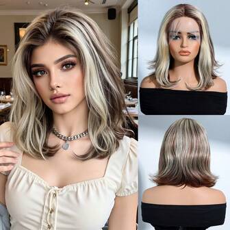 Peluca de cabello humano con ondas naturales, con parte T y encaje frontal de 13*5*1 pulgadas, con mechas T4P4/27/33, para uso diario de mujeres