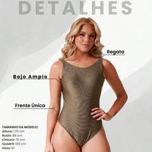 Acqua Bronze Women's Swimsuit Bodysuit With Double Semi-Wire Padded Beachwear Simple Casual Elegant - 紋理苔綠色 - 查看 2