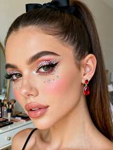 3D Shiny Exquisite Silver White Star Eyeliner Face Decor Rhinestone Glitter Face Gems Y2K Self-Adhesive Rhinestones, DIY Concert Disco Party Special Shiny Rhinestone Face Decor - 白色 - 查看 4