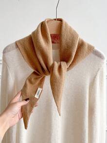 1pc 100% Wool Knitted Triangle Scarf Women's Outerwear Small Shawl Autumn Winter Cable Knit Neck Warmer Fashionable Accessory For Dress - DB031 - View 25