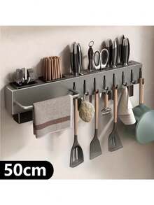 Kệ treo tường nhà bếp bằng thép carbon chịu lực - Không cần khoan, thích hợp cho gia đình hoặc nhà hàng để cất giữ dao, dụng cụ và thớt. Thiết kế tiết kiệm không gian với móc ABS, giá đựng đũa và giá treo khăn, thích hợp cho gia đình và cắm trại - Nhiều màu - Xem 11