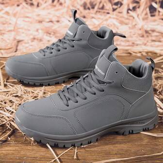 男士厚垫冬季雪地靴，纯色简约百搭冬季鞋，踝靴