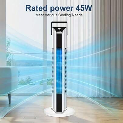 SPZTJK Quiet Tower Fan - 3-Speed Adjustable 60° Rotating Fan With Handle, Bladeless Portable Air Cooler For Home, Office, Bedroom - Energy-Efficient Cooling Fan, Cooling Fan Portable, Office Airflow Fan, Minimalist Fan Design, Lightweight Fan