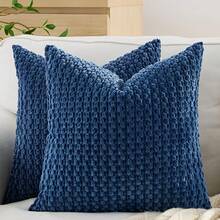 1 pieza/2 piezas Juego de Funda de Almohada con Patrón Geométrico Semicircular, Funda de Cojín Cuadrada Bordada de Terciopelo y Lienzo Circular, para Uso Diario en Dormitorio, Sala de Estar, Sofá, Decoración de Patio, Jardín, Sin Relleno 30*50cm 45*45cm - azul real - Ver 9