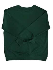 1pcs Women's Lucky Clover Print Pullover - Plus Size Casual Long Sleeve Round Neck Autumn Winter Style, Machine Washable Polyester Fiber, Geometric Pattern Design Suitable For Cheerleading, Sports And Daily Wear 180g - New Year Crewneck For Women - Snug Fit & Festive CharmWomen's Oversized Crew Neck Drop Shoulder Long Sleeve Sweatshirt - 墨綠色 - 查看 4