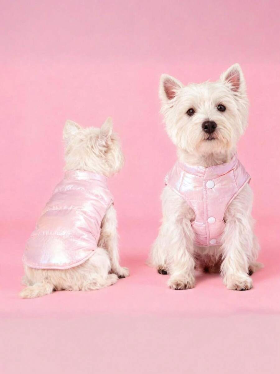 1pc Pet Insulated Jacket, Lightweight & Comfortable Warm Pet Clothes, Suitable For Small To Medium Dogs And Cats, Autumn/Winter - Pink - View 1