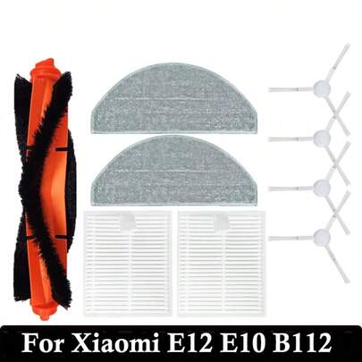 Piezas de repuesto compatibles con aspiradora robot Mijia E10/E12/B112/C103 - Accesorios de reemplazo: cepillo principal, cepillo lateral, paño de limpieza, filtro