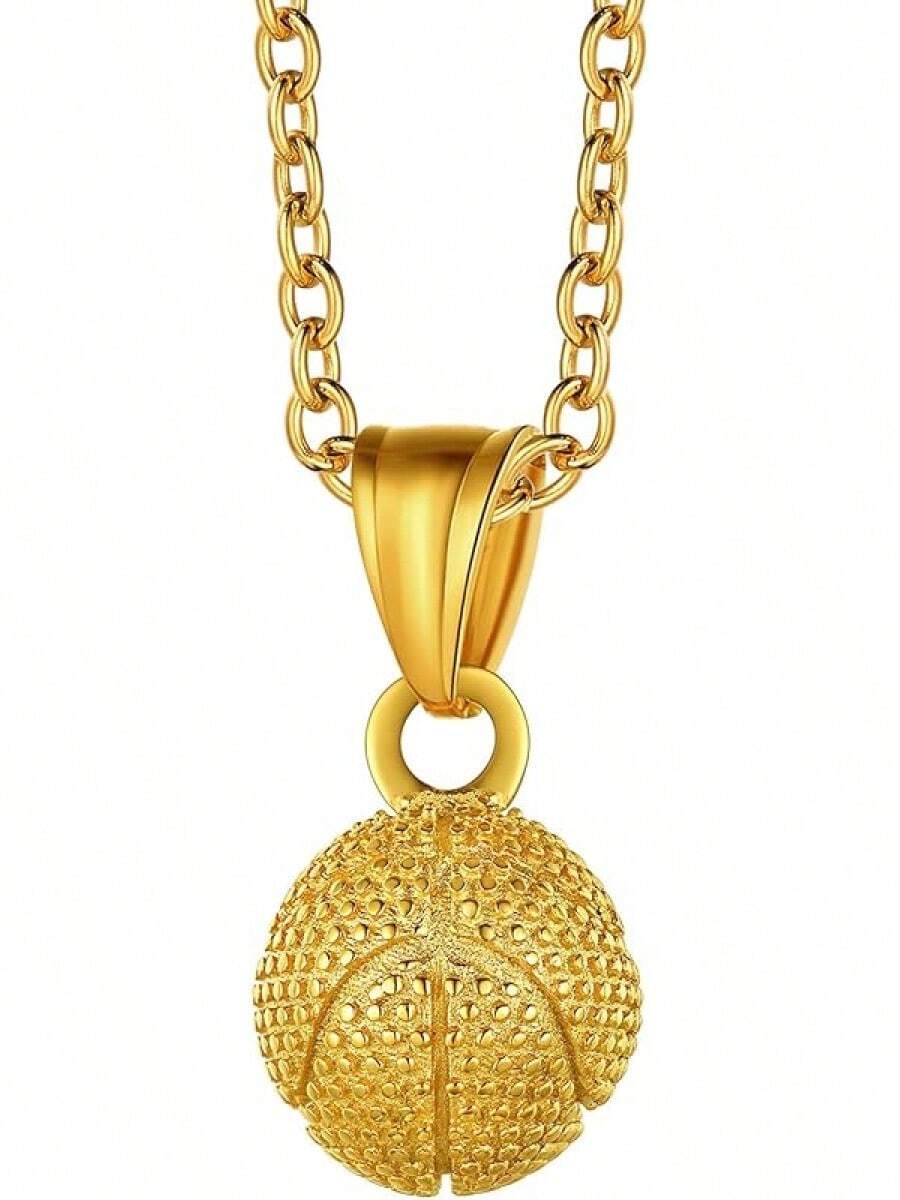 Richsteel 3D/Basketball/Soccer/Baseball Ball Boxing Glove Cool Pendant Men, 316L Stainless Steel Sneaker Chain,Sport Fan Jewelry - 02-金牌籃球 - 查看 1
